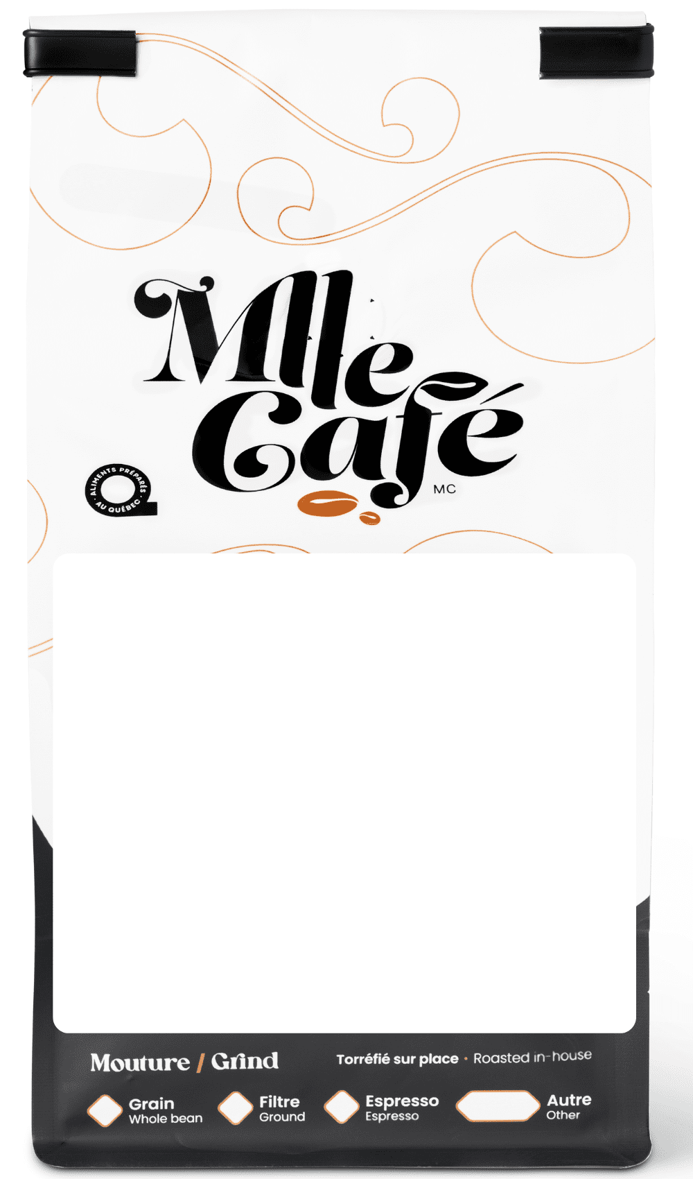 Café avec étiquette personnalisée