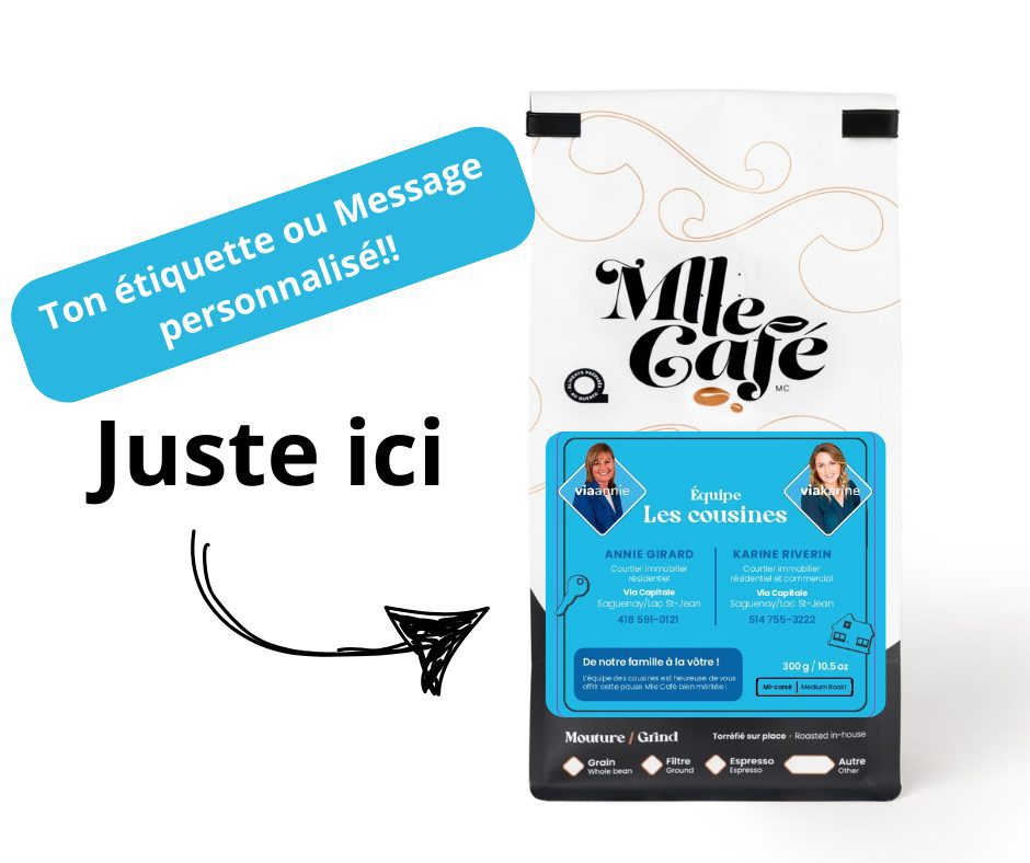 Café avec étiquette personnalisée